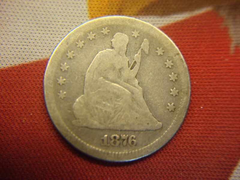 1876-S Seated Liberty Quarter, Variety 4 (Motto Above Eagle) in nice condition.