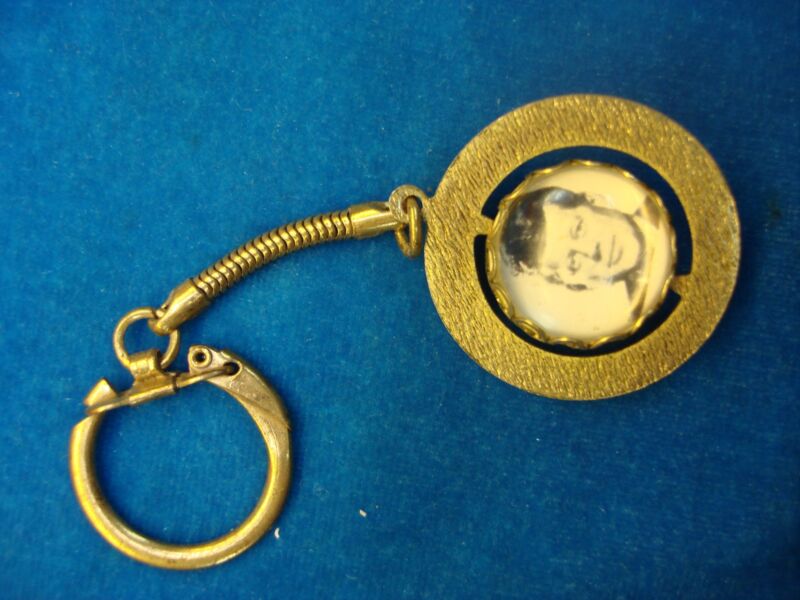 Vintage 1960s JFK & Robert F. Kennedy spinner keychain with lucite photos
