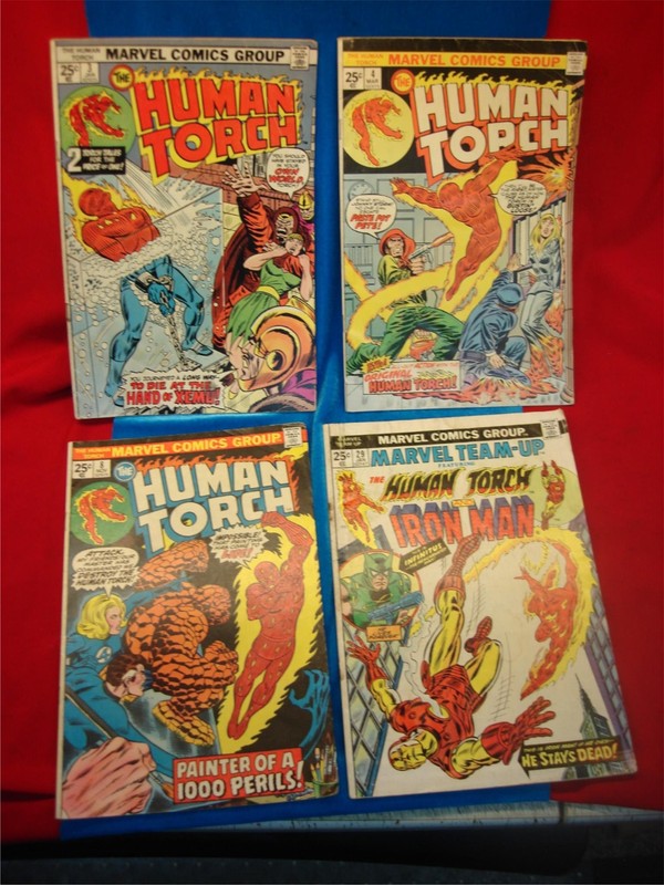 Vintage Marvel Human Torch Comics #3, 4, 8 & 29 (1974-1975) - Original Covers