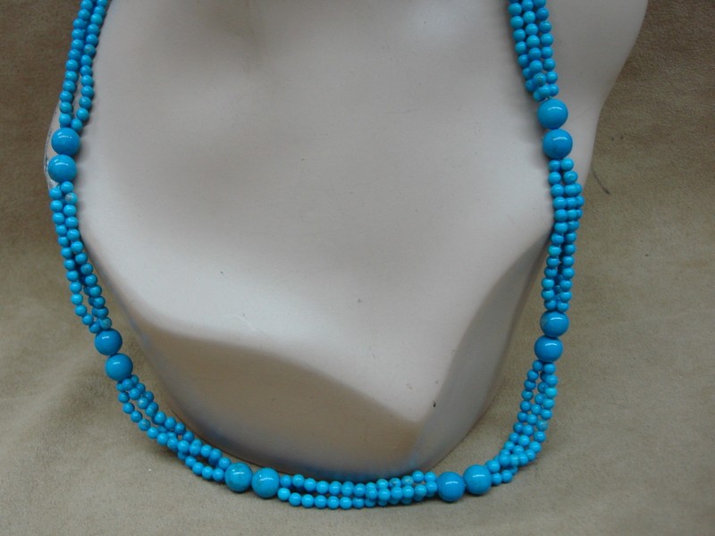 Genuine blue howlite necklace, multi-row design