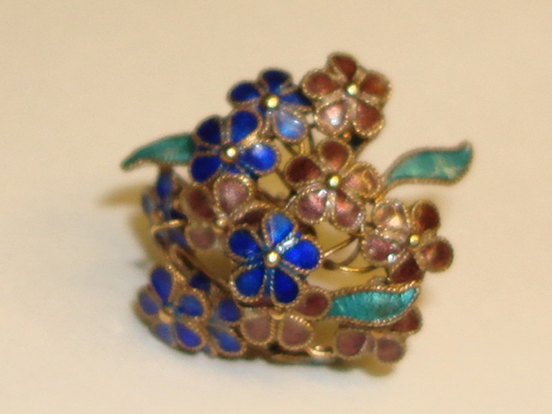 Vintage Petite Cloisonne Enamel Flower Bouquet