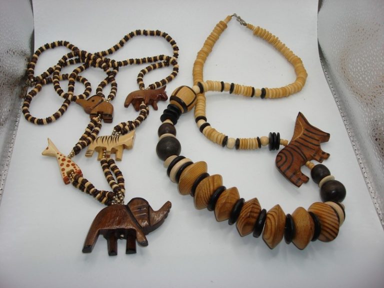 Vintage 1970s handcrafted African safari animal necklaces