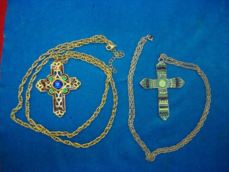 Vintage cross pendants and necklaces, estate collection of over 24 unique pieces