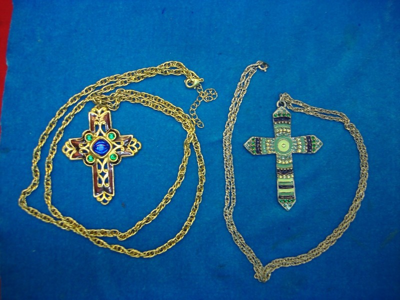 Vintage cross pendants and necklaces, estate collection of over 24 unique pieces