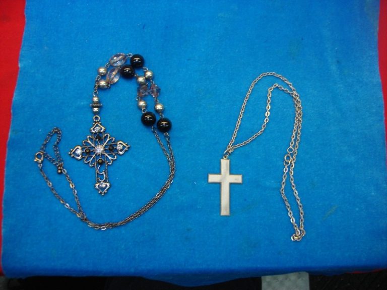 Vintage cross pendants and necklaces, estate collection (2-piece set)