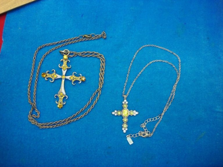 Vintage cross pendants and necklaces, estate collection (set of 2)