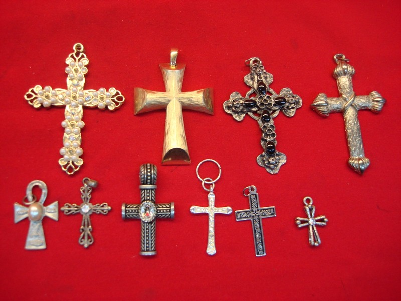 Lot of 10 Vintage Cross Pendants - Estate Find