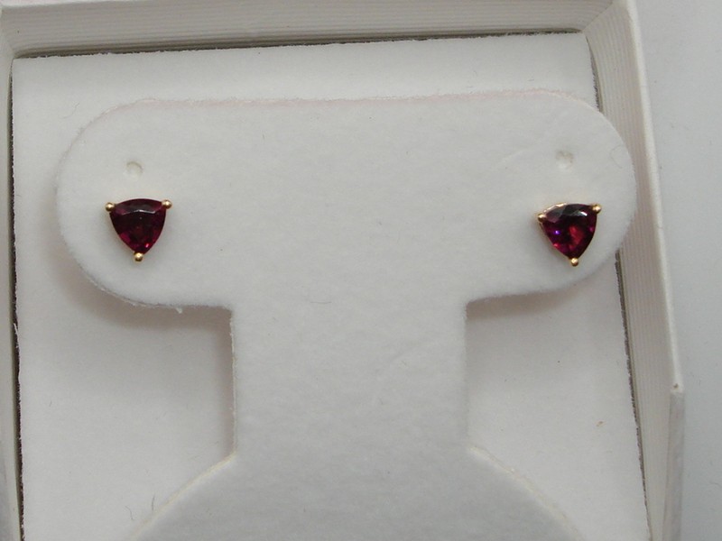 14K gold trillion cut amethyst stud earrings