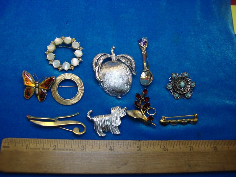 Vintage Estate Jewelry Lot of 10 Unique Pins