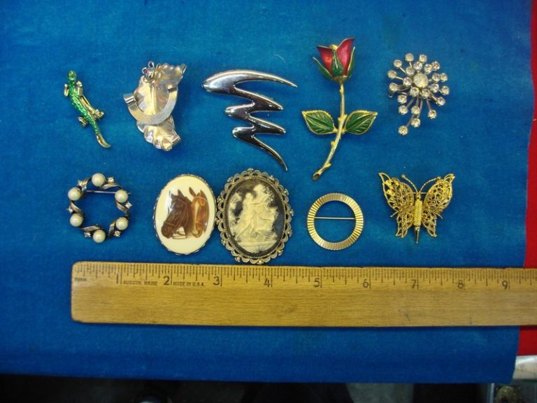Set of 10 vintage and collectible costume pins