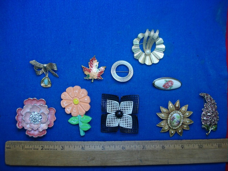 Vintage costume pins, estate find