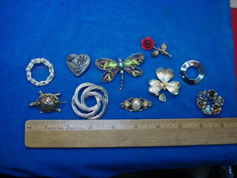 Vintage Estate Jewelry Lot - 10 Unique Costume Pins