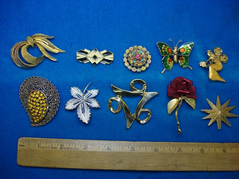 Estate Jewelry Collection: Ten Unique Usable Costume Pins