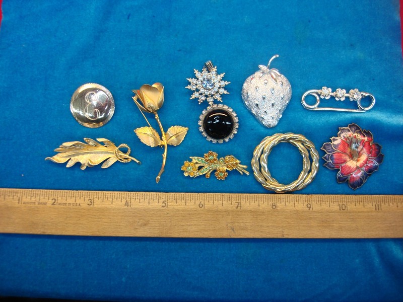 Vintage estate jewelry pin collection