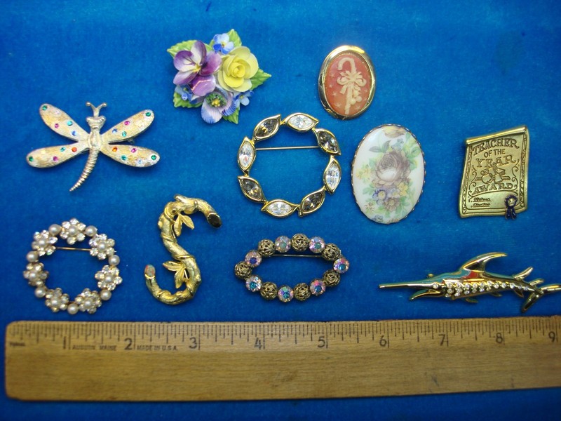 Lot of 10 Vintage Costume Pins