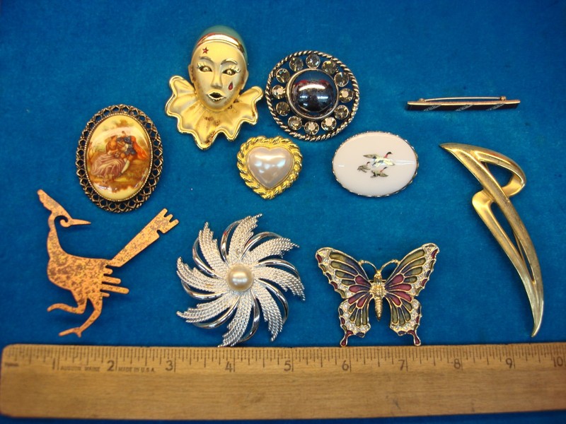 Estate Jewelry Lot of 10 Unique & Usable Costume Pins