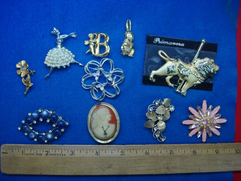 Vintage Costume Pin Lot of 10