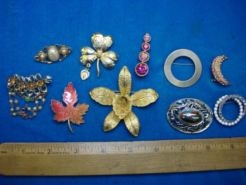 Vintage Costume Pins (10pc Lot)