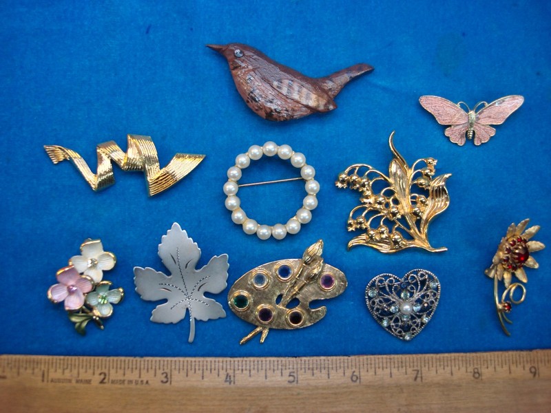 Vintage Costume Pin Lot of 10