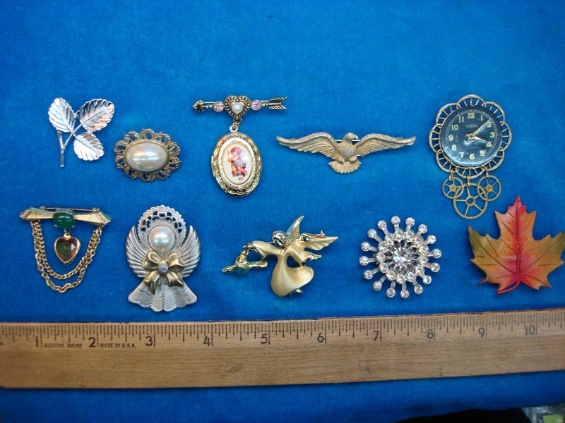 Vintage Estate Jewelry Lot of 10 Unique Pins