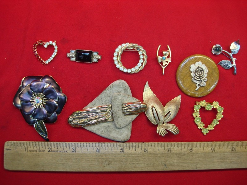 Estate Jewelry Lot of 10 Unique Costume Pins