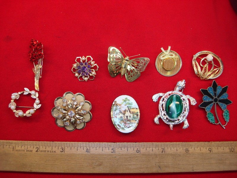 Vintage Costume Pin Lot of 10