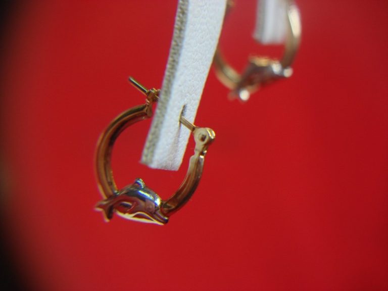 10K Two-Tone Gold Dolphin Earrings