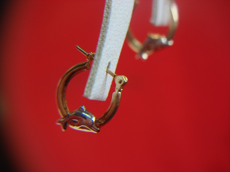 10K Two-Tone Gold Dolphin Earrings