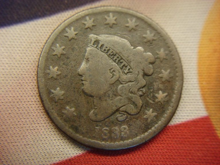 1833 Coronet Head Large Cent - Original Copper USA Coin with Nice Patina