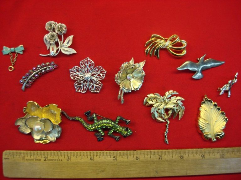 Vintage costume pins, estate jewelry collection