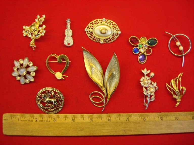 Vintage Costume Pin Collection (10pc Lot)