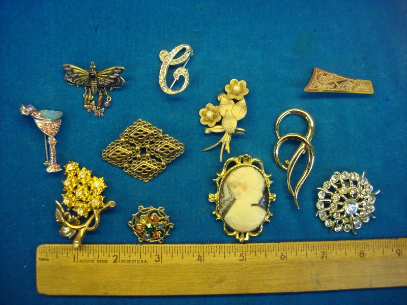 Vintage Costume Pin Lot of 10 - Unique Designs