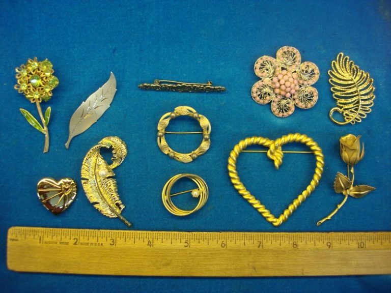 Vintage costume pin lot of 10 with unique designs