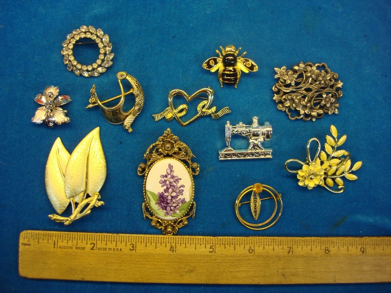 Vintage Estate Jewelry Lot of 10 Unique Collectible Pins