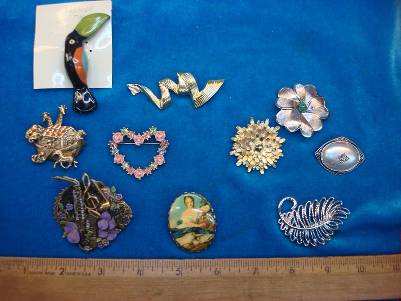 Vintage Costume Pin Lot of 10 - Unique [Specific Pin Theme] Designs