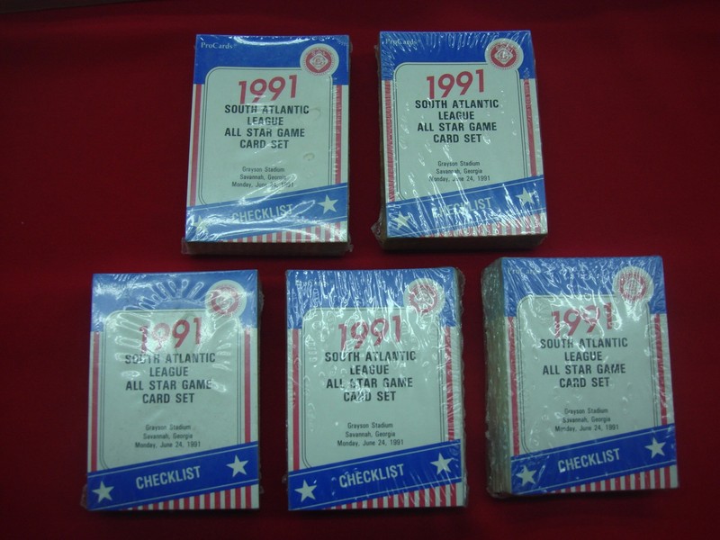 Five factory-sealed 1991 ProCards South Atlantic League All-Star Game sets