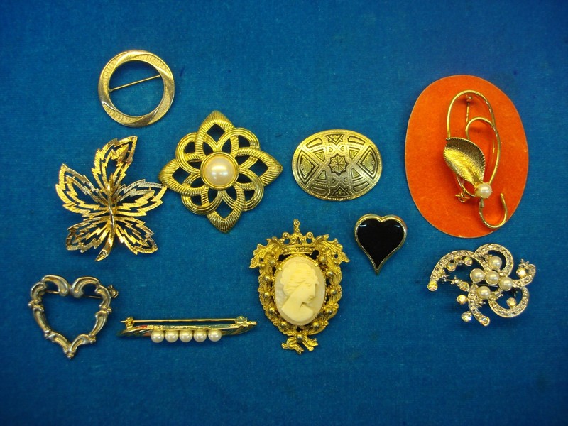 Vintage costume pins lot of 10