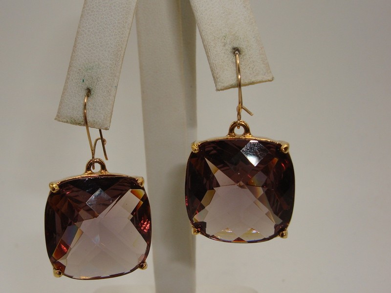 Vintage Joan Rivers faux amethyst dangle earrings