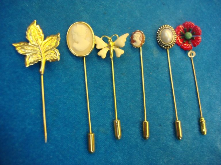6 Vintage Stick Pins Set - Estate Find