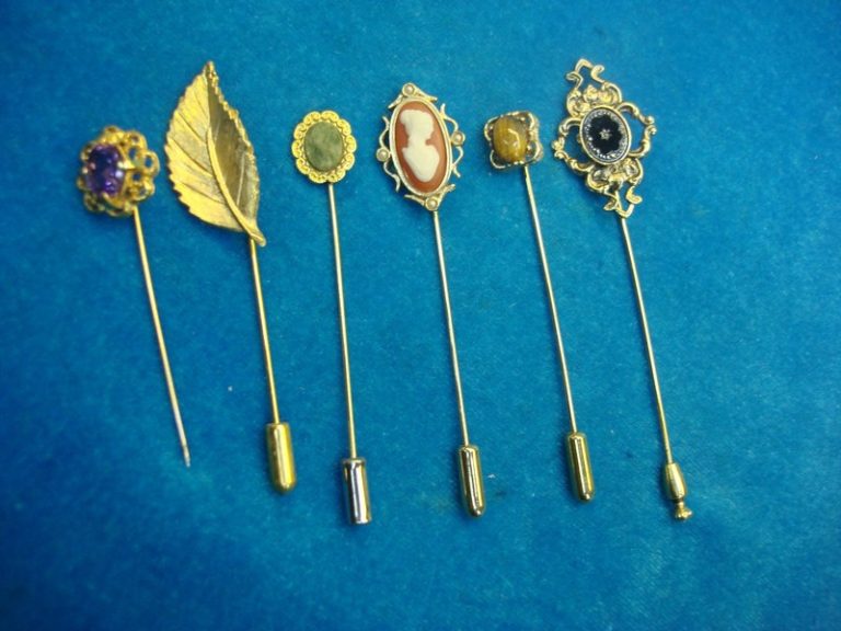 Set of 6 vintage stick pins, unique estate finds