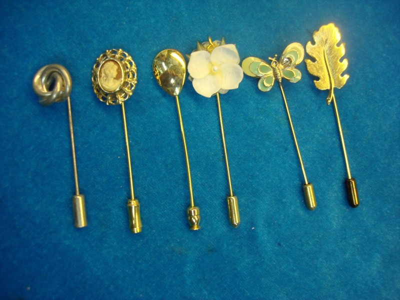 Vintage stick pins, enamel pins, collectible lot of 6