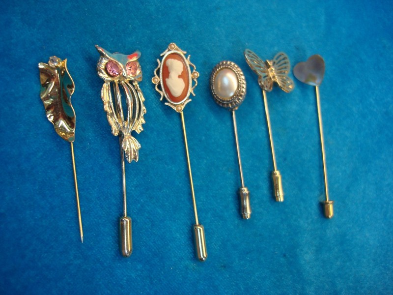 Vintage enamel stick pin lot of 6