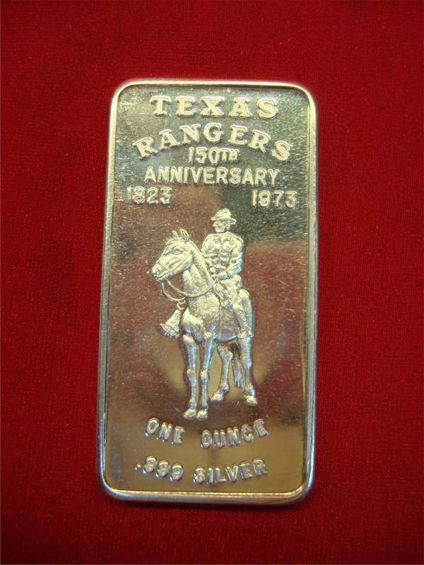 Texas Rangers 150th Anniversary Silver Bar (1 oz .999 Fine)