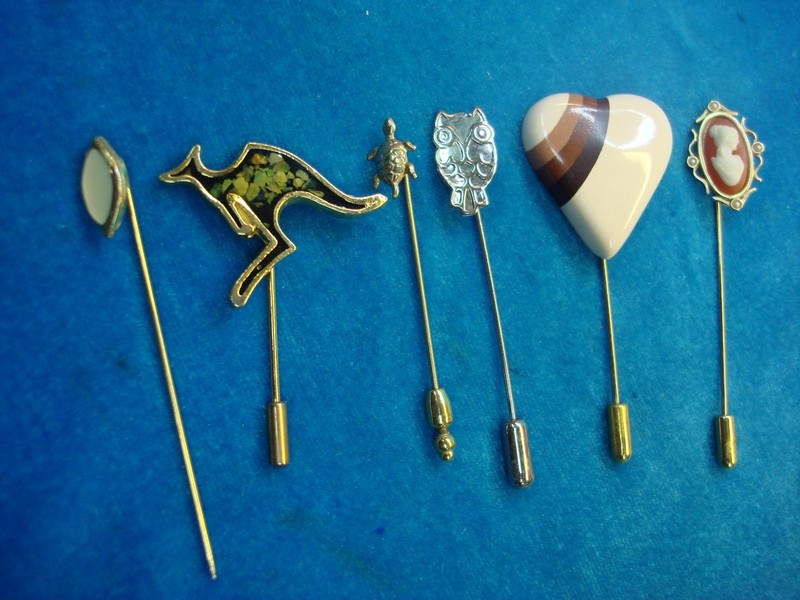 Collection of six vintage stick pins, estate find