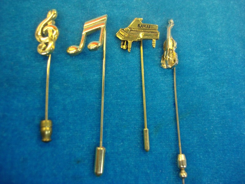 Set of 4 Vintage Music Themed Enamel Pins