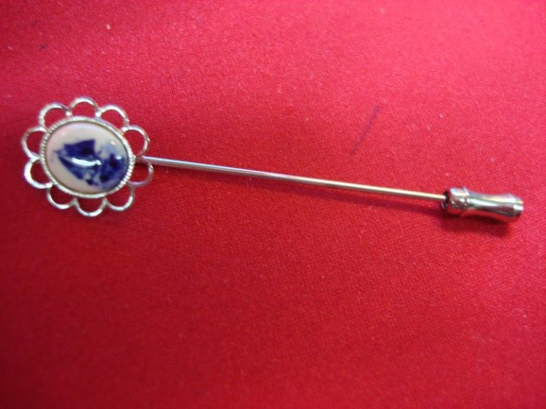 Vintage blue sailing ship stickpin brooch