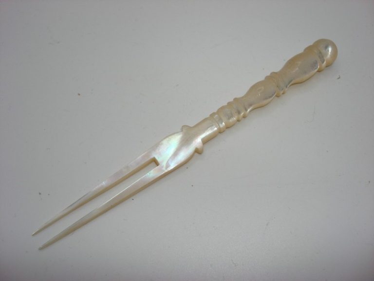 Vintage Carved Mother of Pearl Cocktail Fork
