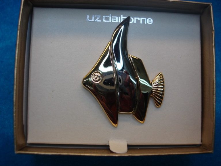 Liz Claiborne 2-Tone Fish Pin (Yellow Gold & Silver) - New In Box