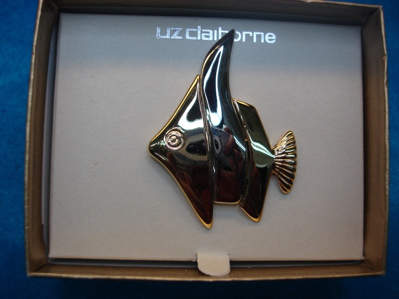 Liz Claiborne 2-Tone Fish Pin (Yellow Gold & Silver) - New In Box