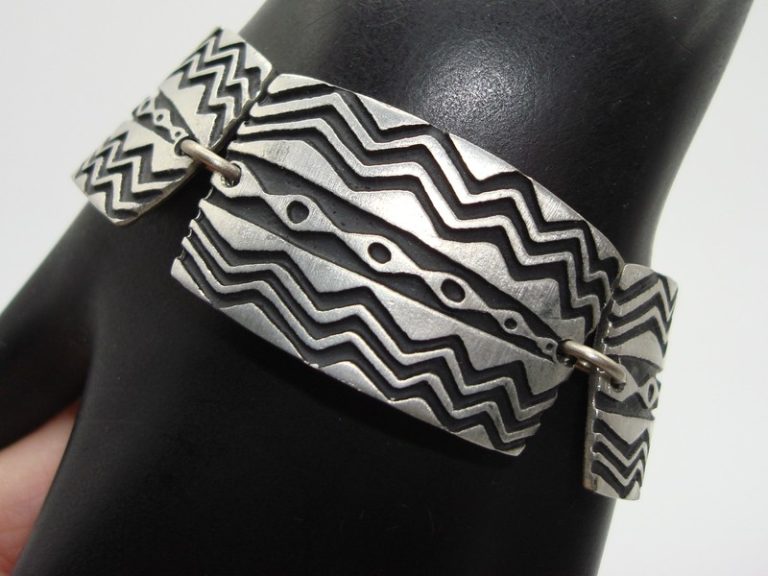 Vintage Alice Seely pewter bracelet, artisan crafted and estate find
